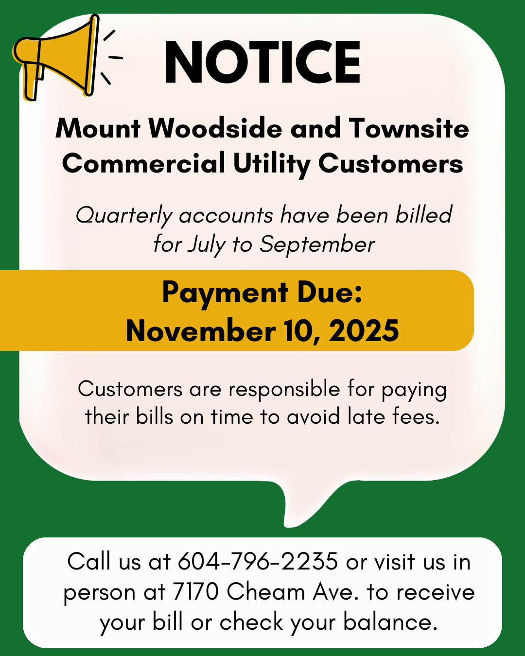 Quarterly Utility Bill Notice Poster