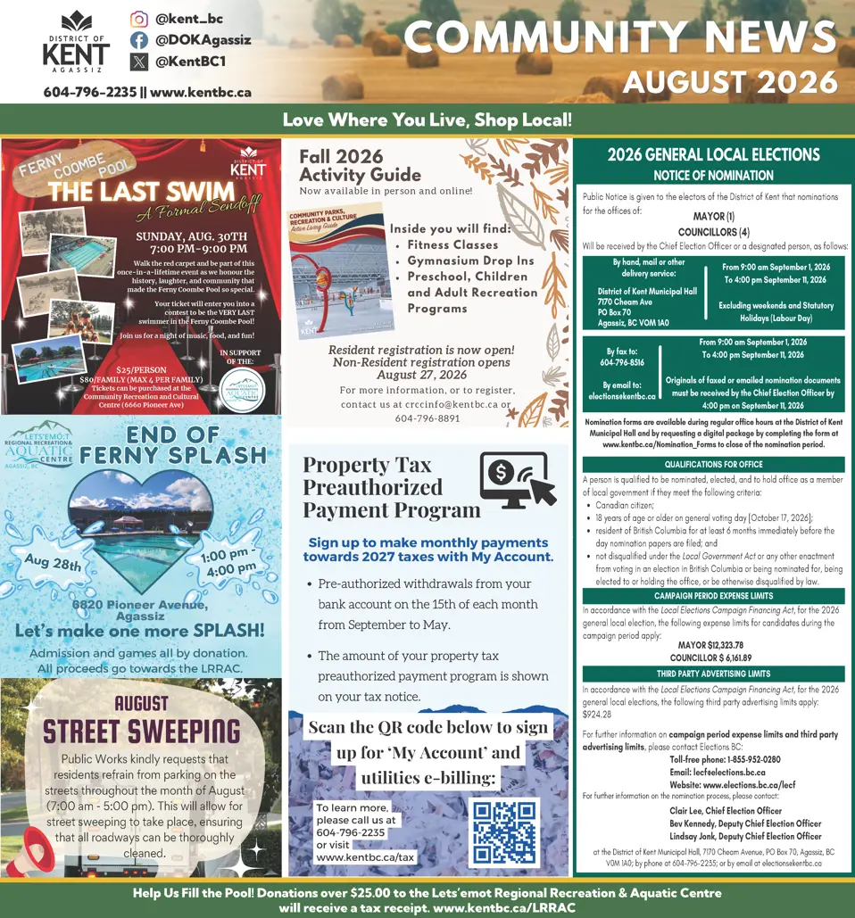 News page showing ads for community events and programs